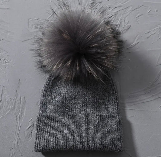 Charcoal Single Pom // Beanie