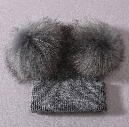 Charcoal Double Pom // Beanie